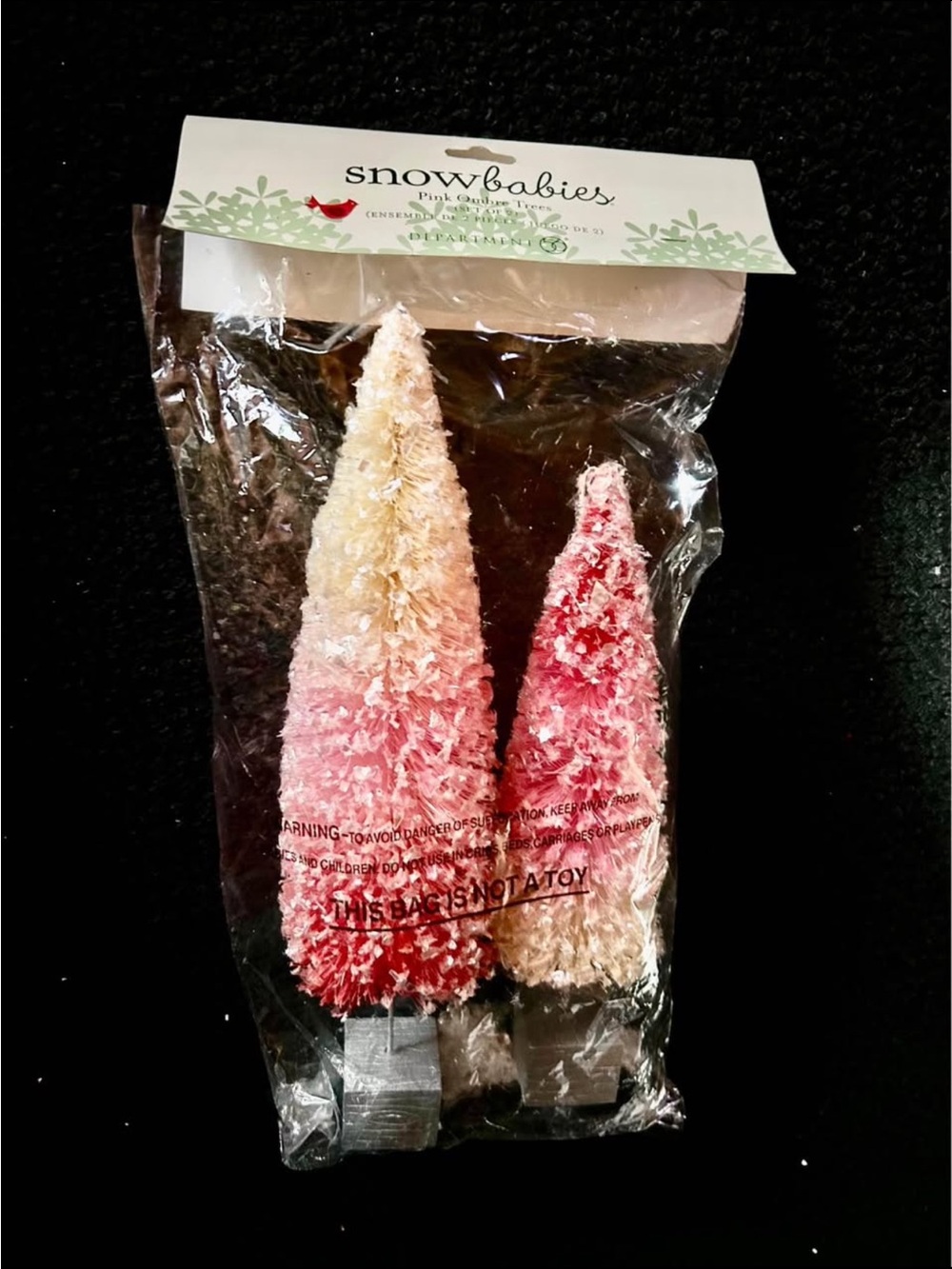 Department 56  Pink Ombre Bottle Brush Holiday Tree Set - Picture 2 of 2